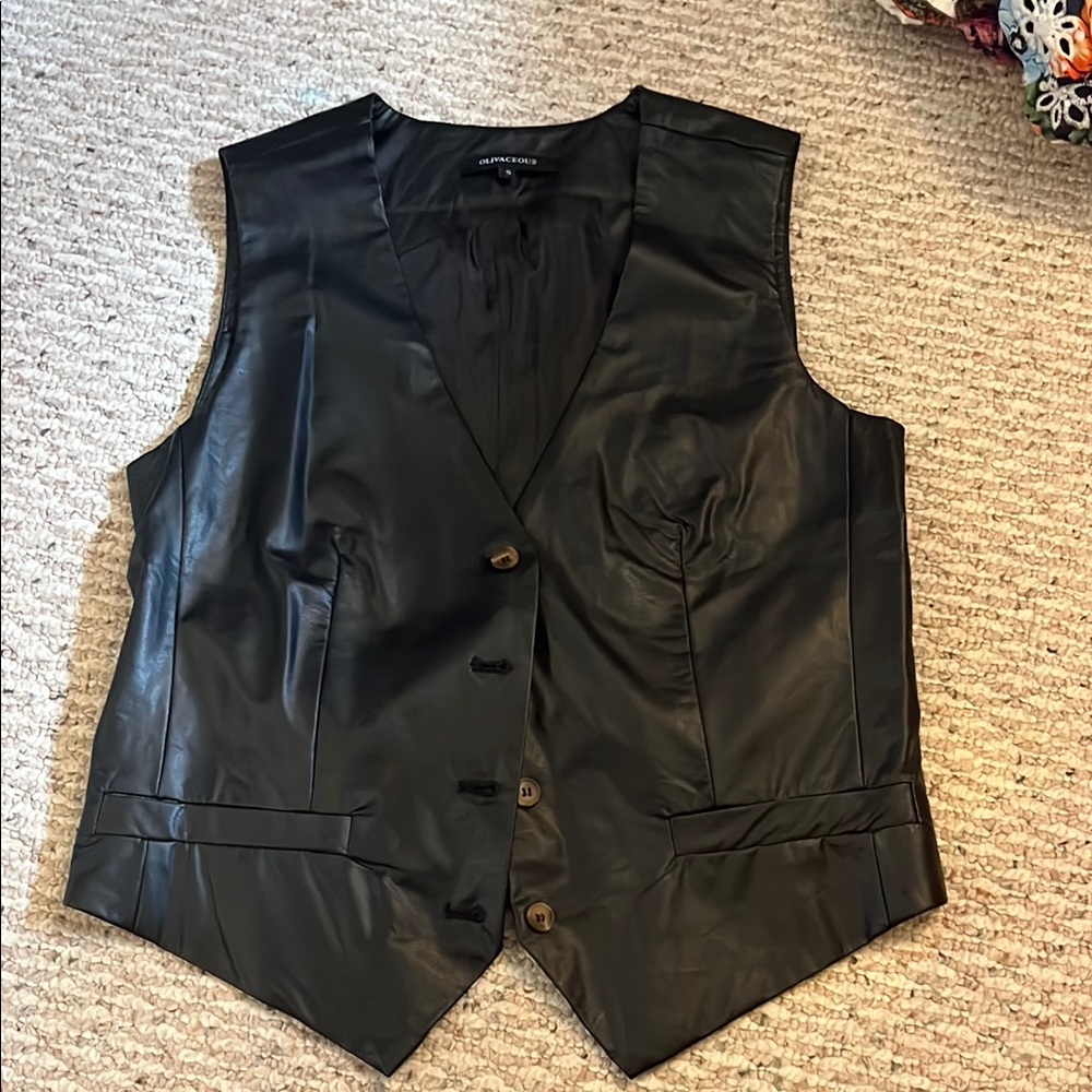 Women’s Olivaceous Black Vest Smooth Leather size S